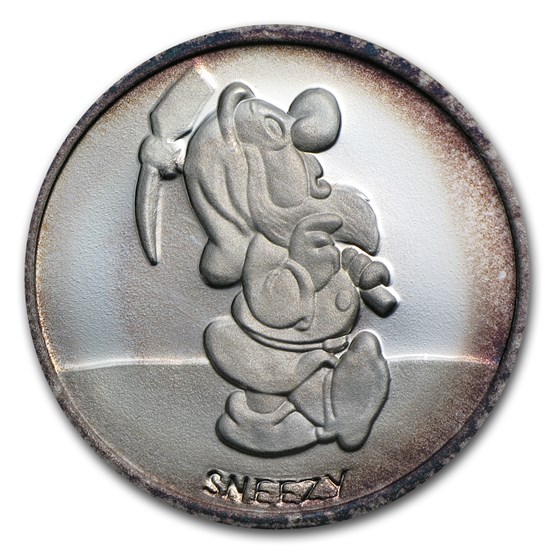 1 oz Silver Round - Snow White 50th Anniv (Sneezy, w/Box & COA) 1 oz Silver Round - Snow White 50th Anniv (Sneezy, w/Box & COA)
