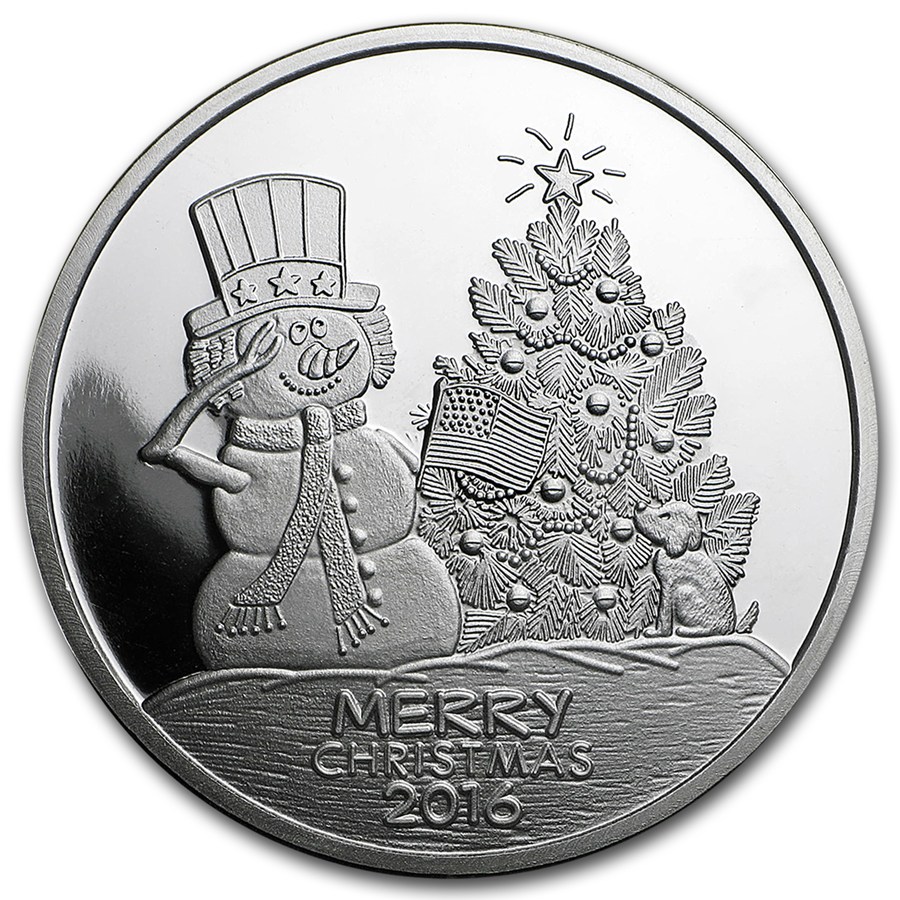 Buy 1 oz Silver Round - Snowman Cartoon (w/Red Pouch & Cap) | APMEX