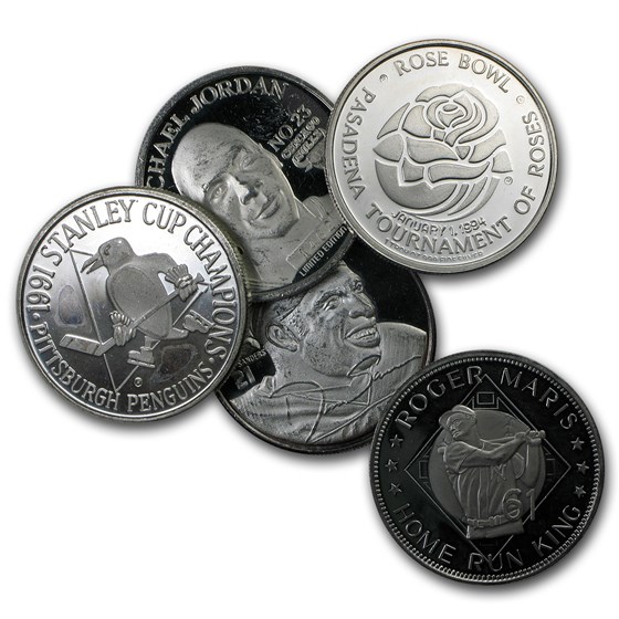 1 oz Silver Round - Sports Memorabilia (Random Motif) 1 oz Silver Round - Sports Memorabilia (Random Motif)