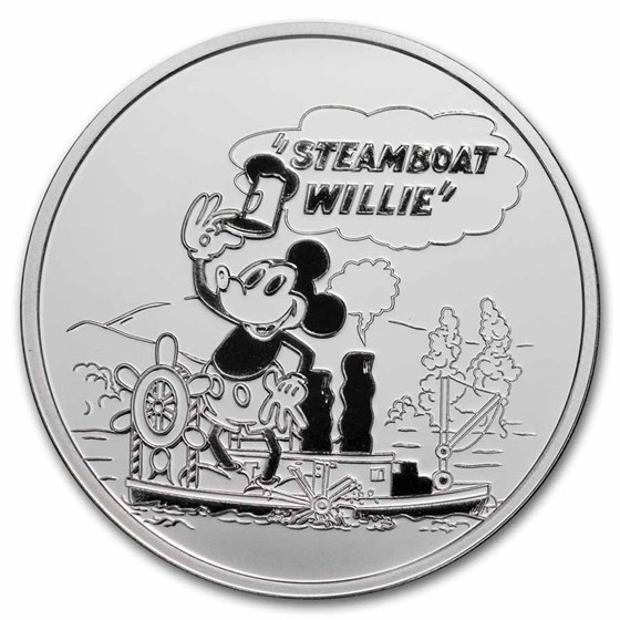 1 oz Silver Round - Steamboat Willie BU 1 oz Silver Round - Steamboat Willie BU