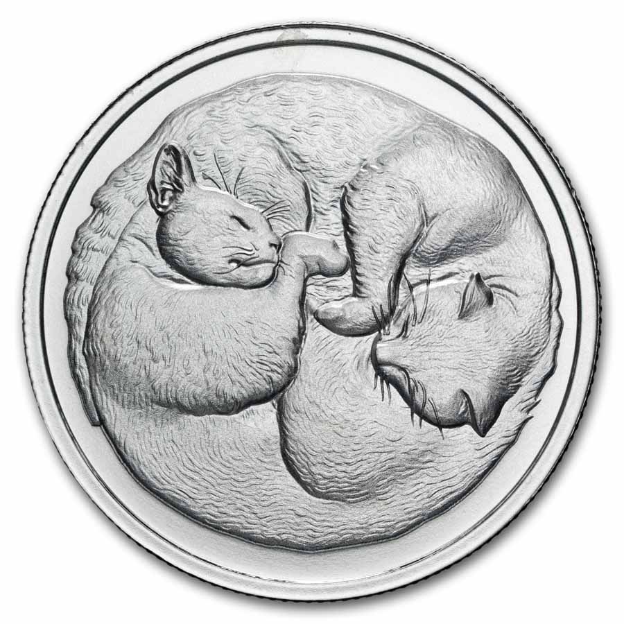 P.Silver Cat 銀猫 （OC） Buy 1 oz Silver Two Sleeping Cats Round | APMEX