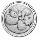 1 oz Silver Round - Two Sleeping Cats (Purrfectly Silver Series)