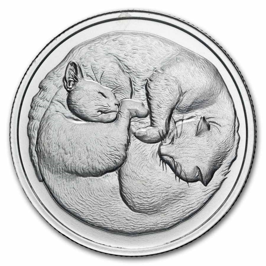1 oz Silver Round - Two Sleeping Cats (Purrfectly Silver Series)
