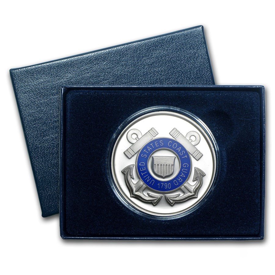 1 oz Silver Round - U.S. Coast Guard (Enameled, w/Box & Capsule)
