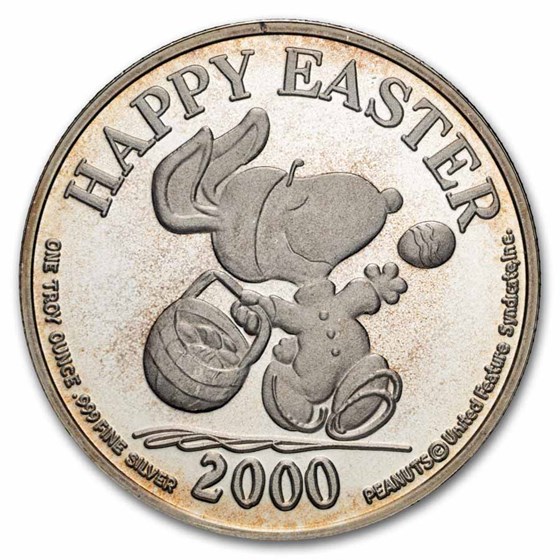 1 oz Silver Round - Vintage Happy Easter Peanuts