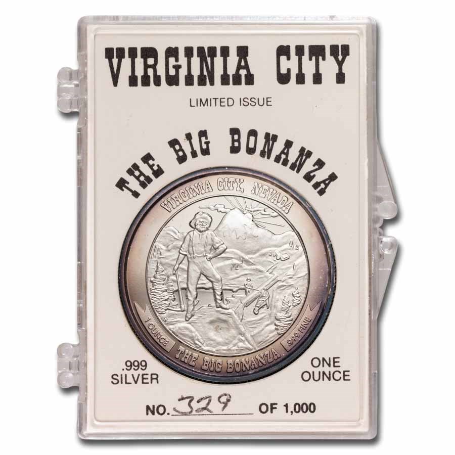 1 oz Silver Round- Virginia City NV (The Big Bonanza w/holder)