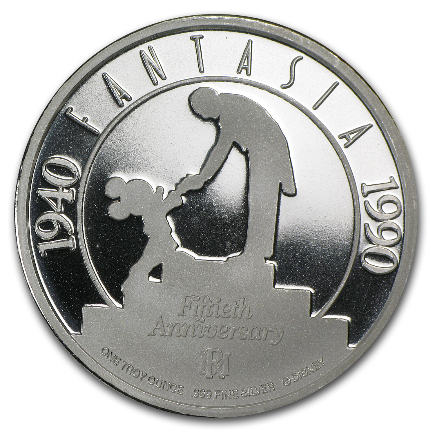 DISNEY FANTASIA 50周年記念メダル Buy 1 oz Silver Round - Walt