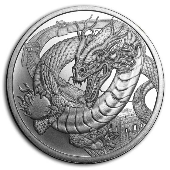 World of Dragons The Chinese Dragon BU 1 Oz Silver 