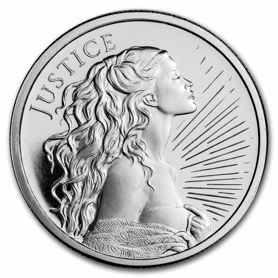1 oz Silver Shield Round - Justice (Random Year)