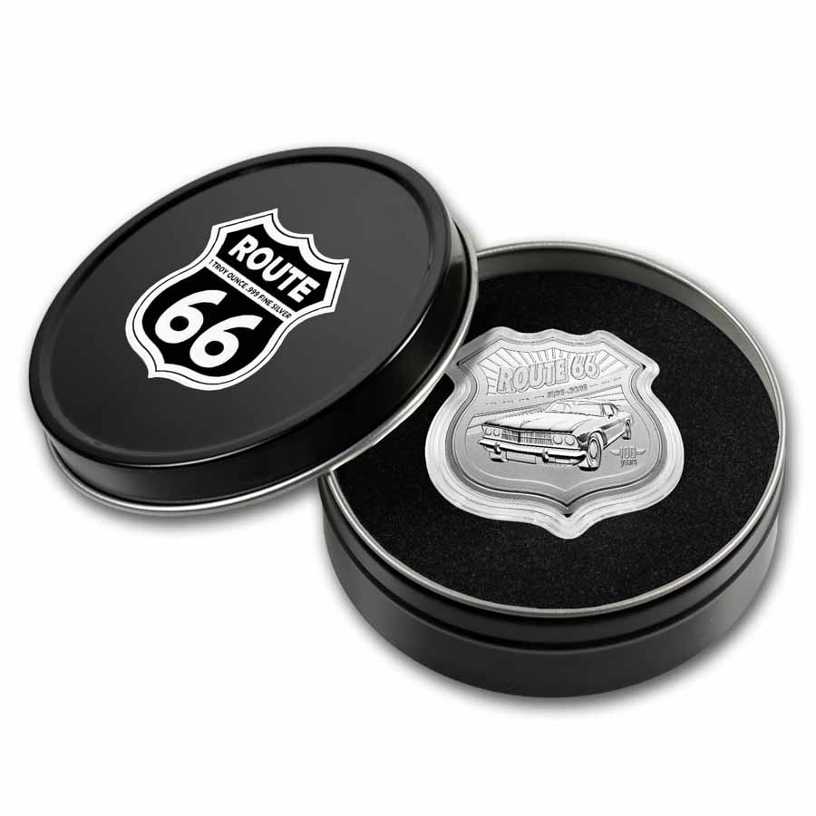 ルート66 1トロイオンス銀メダル Buy 1 oz Silver Shield Route 66 100th Anniv (Tin) | APMEX