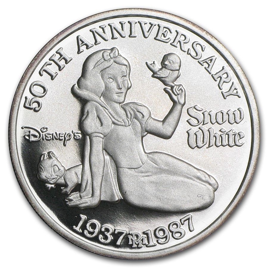 1 oz Silver - Snow White 50th Anniv (Snow White, w/Box & COA)