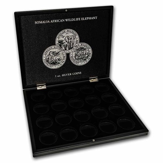 1 oz Somalia Silver Elephant 20-Piece Black Presentation Box 1 oz Somalia Silver Elephant 20-Piece Black Presentation Box