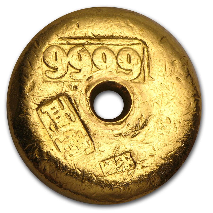 1 Tael Gold Round - Chinese Button (Type 1, 1.2057 oz)