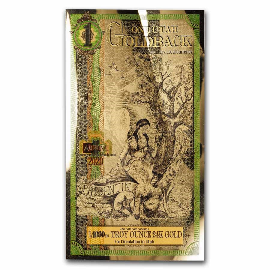 Buy 1 Utah Goldback Aurum Gold Foil Note 24k (Damaged) APMEX