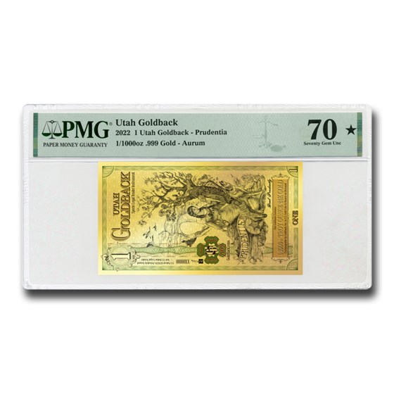 Buy 1 Utah Goldback Aurum Gold Foil Note MS70 PMG APMEX