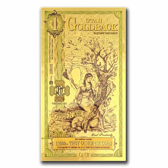 1 Utah Goldback - Aurum Gold Foil Note (24k) 1 Utah Goldback - Aurum Gold Foil Note (24k)