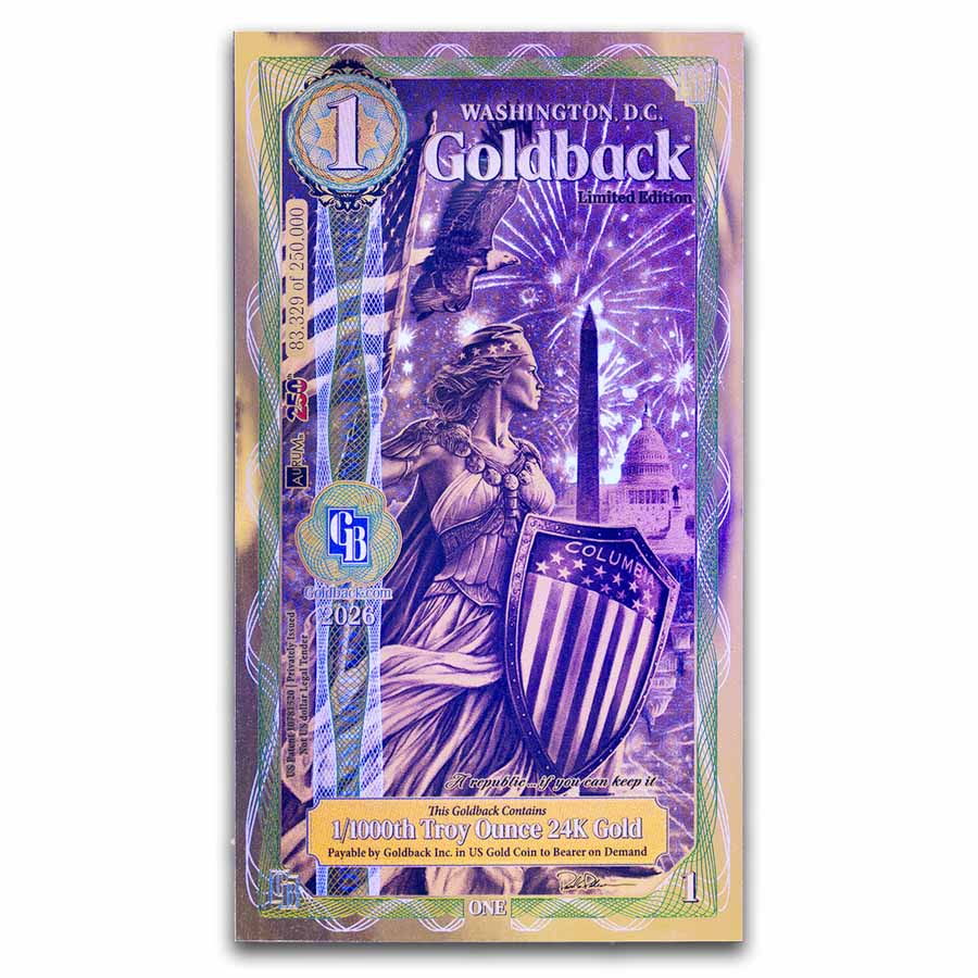 Buy 100 Pack 1 Washington D.C. Goldback Gold Note | APMEX