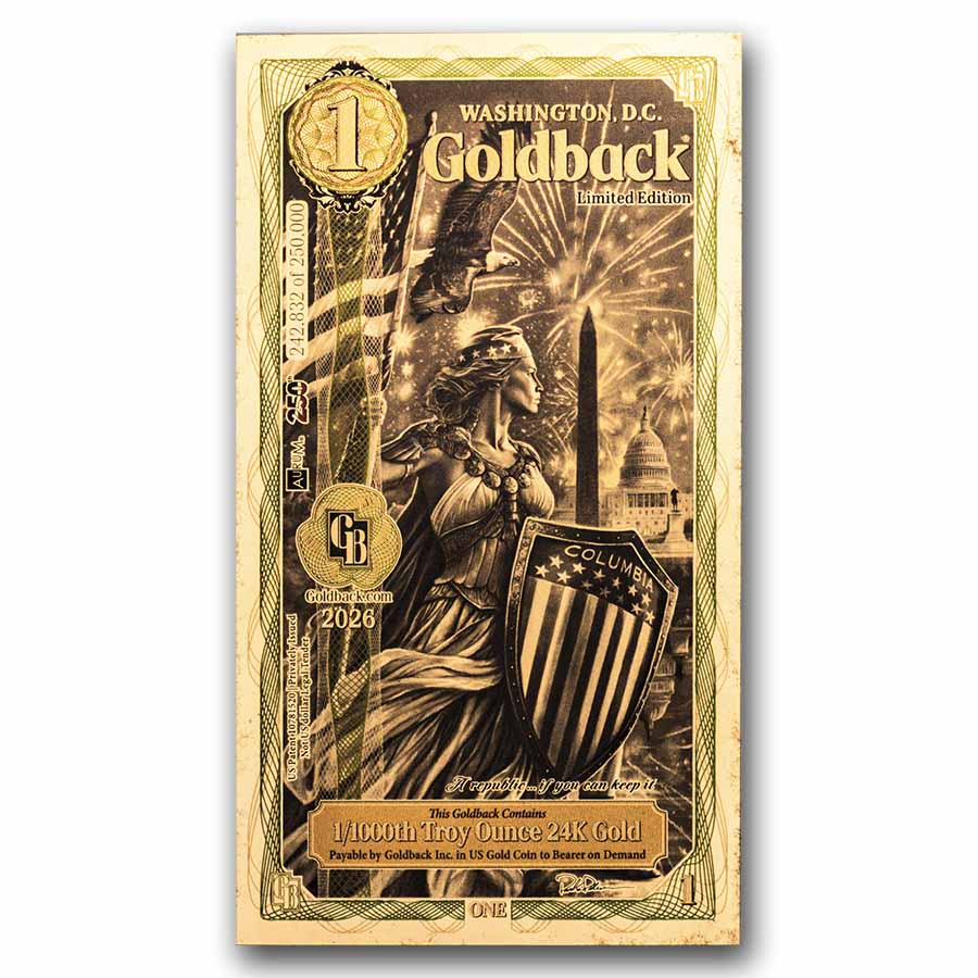 Buy 100 Pack 1 Washington D.C. Goldback Gold Note | APMEX