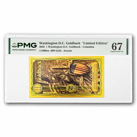 1 Washington D.C. Goldback Gold Note Elite Color PCGS Sub 67