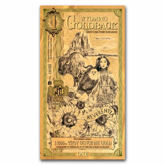 1 Wyoming Goldback - Aurum Gold Foil Note (24k) 1 Wyoming Goldback - Aurum Gold Foil Note (24k)