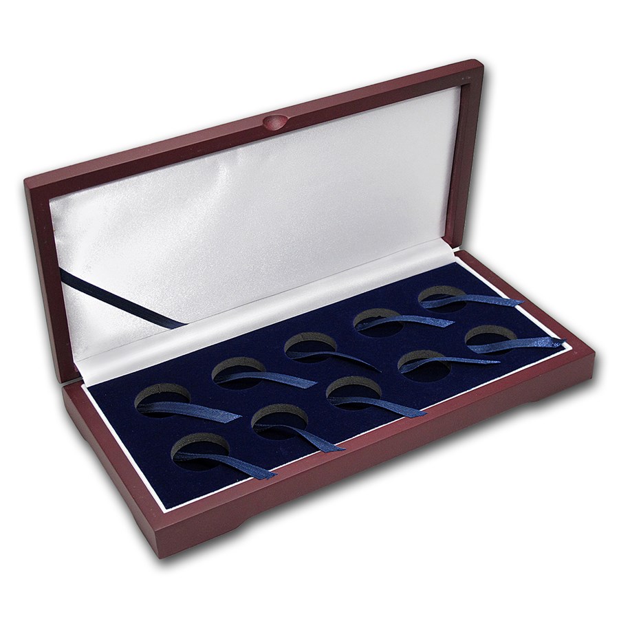 10 coin Mahogany Finish Presentation Box (Small Gold Coins)