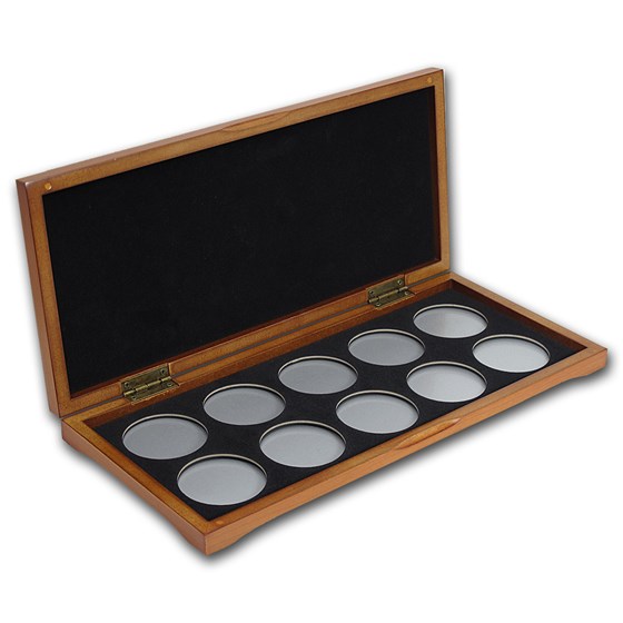 10-Coin Wood Presentation Box - Air-Tite Capsules (I-Style)