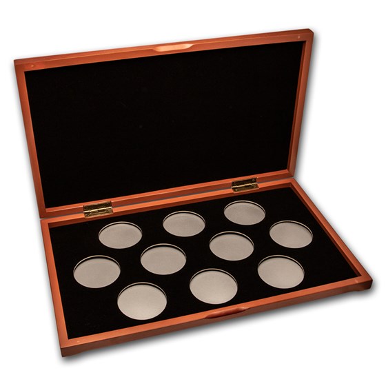 10 coin Wood Presentation Box (Silver) - X6D Style Holders 10 coin Wood Presentation Box (Silver) - X6D Style Holders