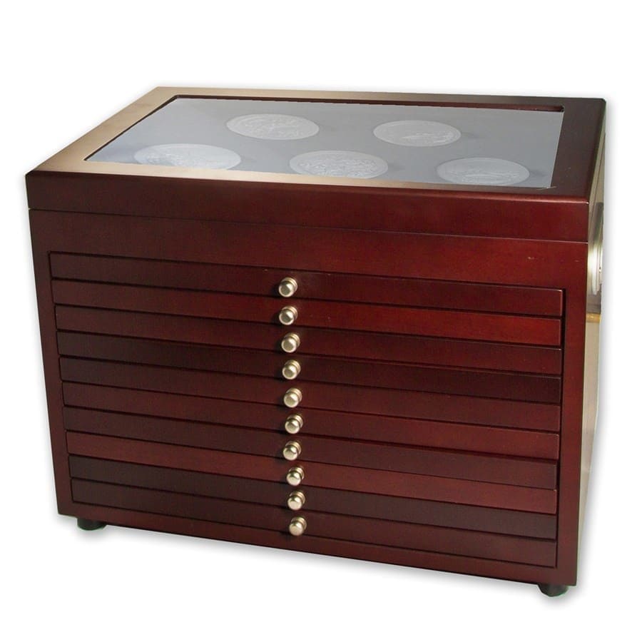 Buy 10-Drawer Custom Wood Display Box for 56-Coin ATB Set | APMEX