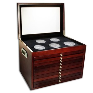 Buy 10-Drawer Custom Wood Display Box for 56-Coin ATB Set | APMEX