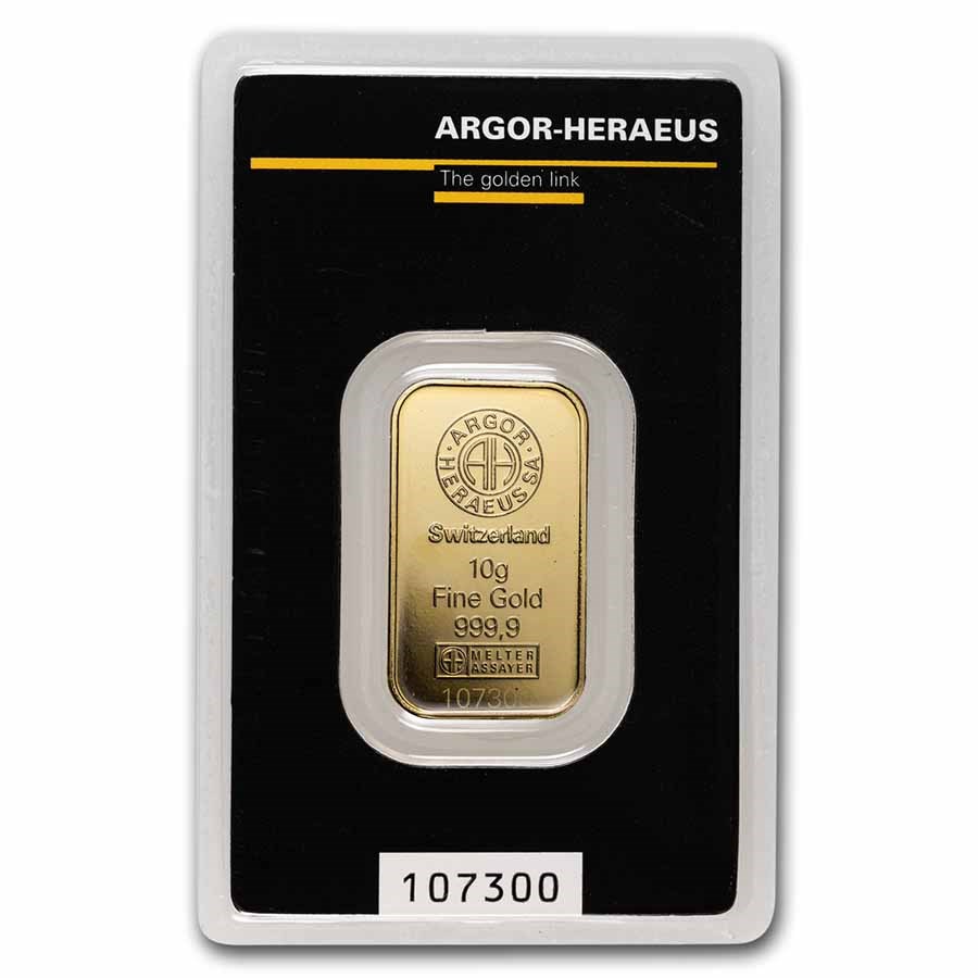 10 gram Gold Bar - Argor-Heraeus KineBar Design (In Assay)