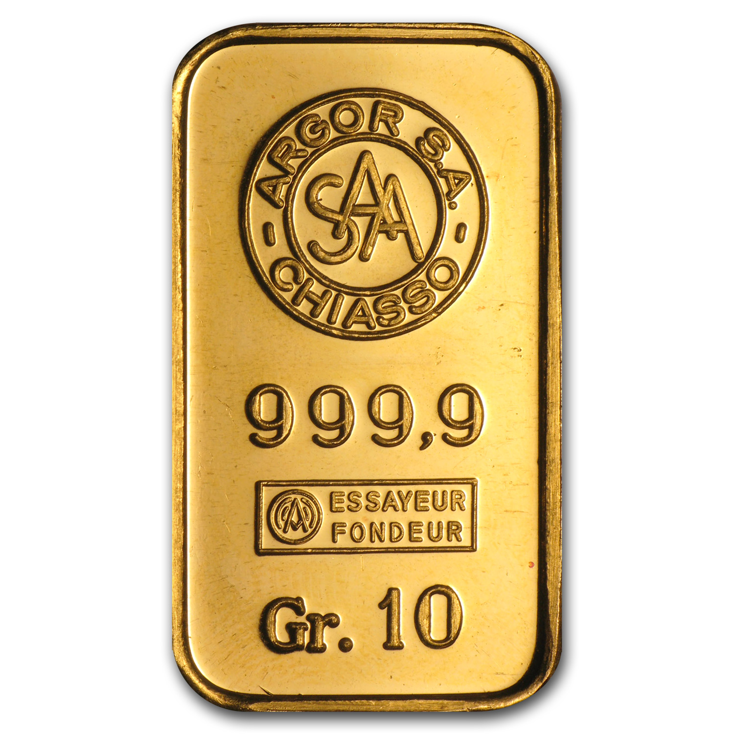 Buy 10 gram Gold Bar - Argor S.A. Chiasso | APMEX