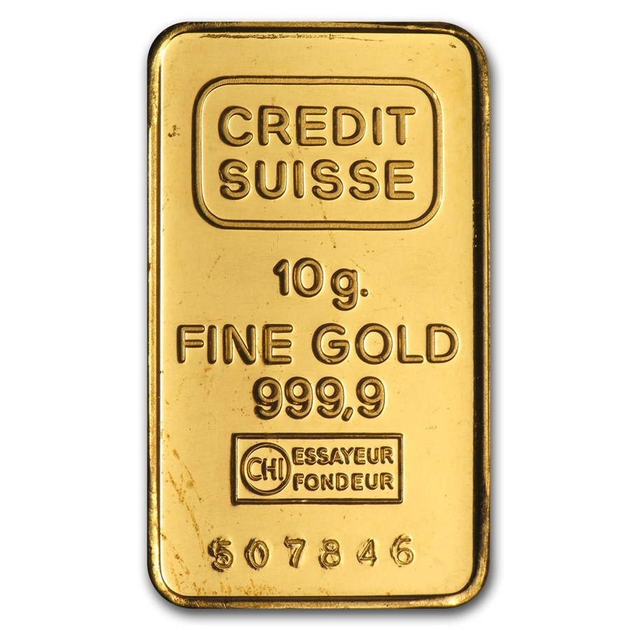 10 gram Gold Bar - Credit Suisse Vintage Design