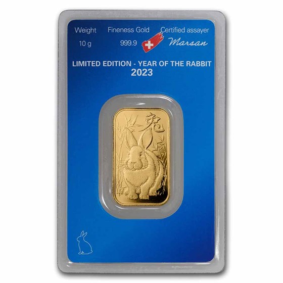 10 gram Gold Bar - Lunar Year of the Rabbit Argor-Heraeus (Assay) 10 gram Gold Bar - Lunar Year of the Rabbit Argor-Heraeus (Assay)