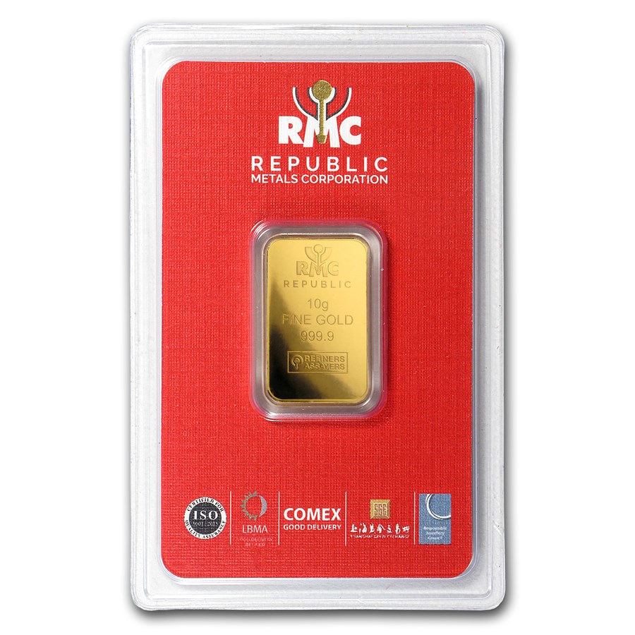 10 gram Gold Bar - Republic Metals Corporation (In Assay)