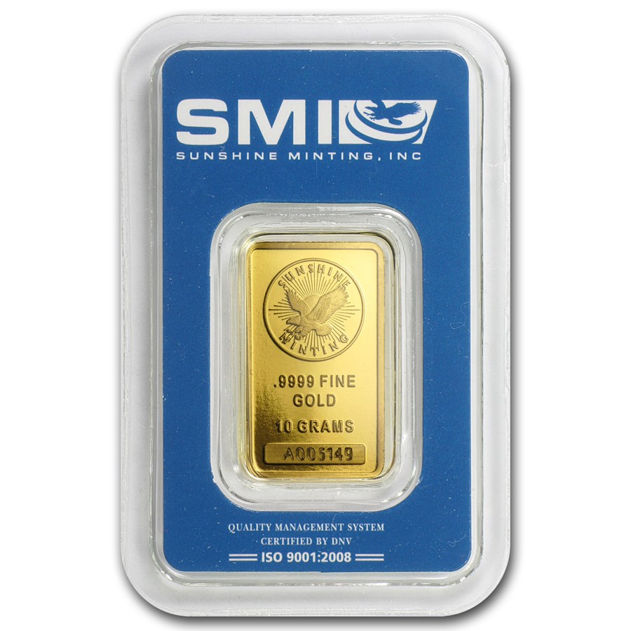 10 gram Gold Bar - Sunshine Minting New Design (In TEP Packaging)