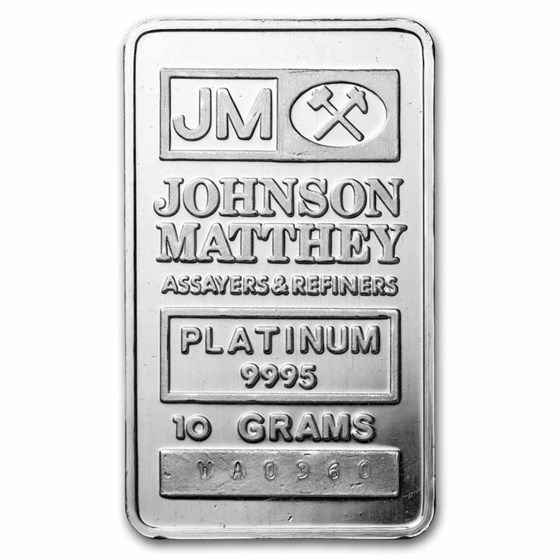 10 gram Platinum Bar - Johnson Matthey (Original Packaging)