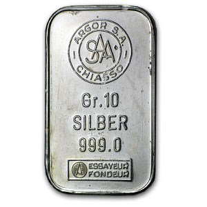 10 gram Silver Bar - Argor S. A. Chiasso