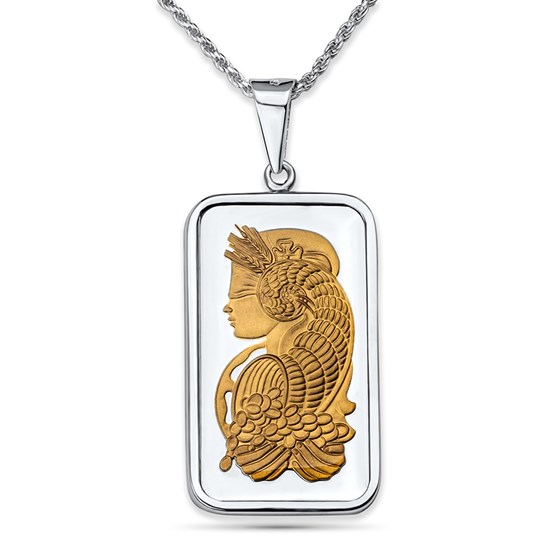 10 gram Silver - PAMP Suisse Fortuna Pendant AureTone Necklace 10 gram Silver - PAMP Suisse Fortuna Pendant AureTone Necklace