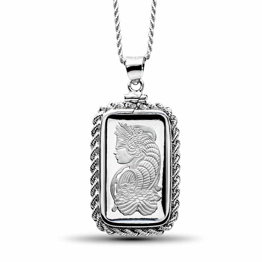 10 gram Silver - PAMP Suisse Fortuna Rope Pendant (w/Chain)