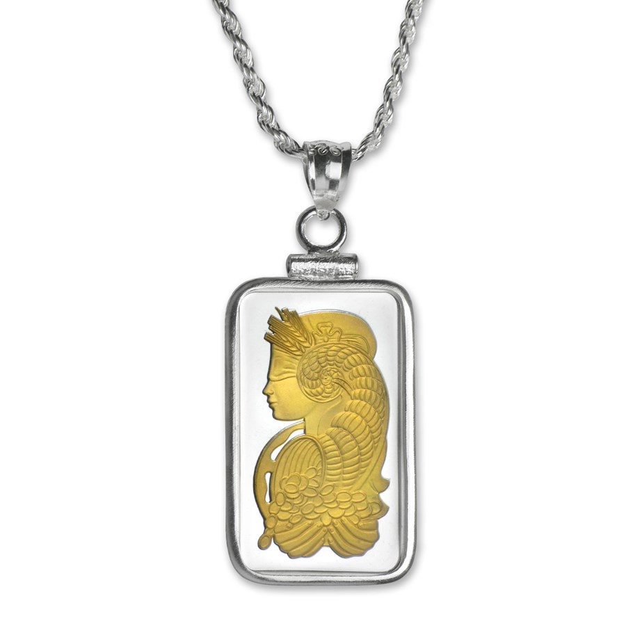 10 gram Silver - PAMP Suisse Gilded Fortuna Pendant (w/Chain)
