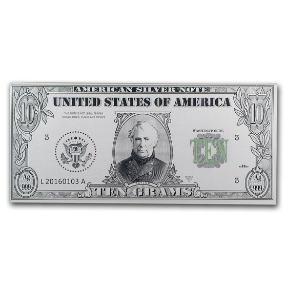 Buy 10 gram Silver U.S. Presidents Collection Note Bar Zachary Taylor ...