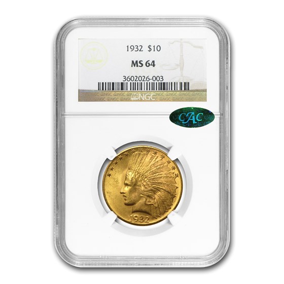 $10 Indian Gold Eagle MS-64 PCGS/NGC (CAC)