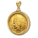 $10 Indian Gold Eagle Pendant (Diamond-ScrewTop Bezel)