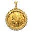$10 Indian Gold Eagle Pendant (Rope-ScrewTop Bezel)