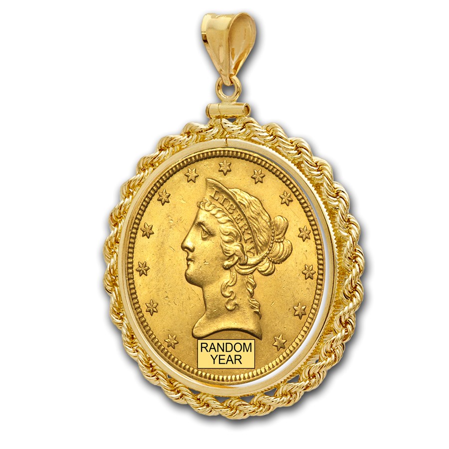 $10 Liberty Gold Eagle Pendant (Rope-ScrewTop Bezel)