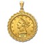 $10 Liberty Gold Eagle Pendant (Rope-ScrewTop Bezel)