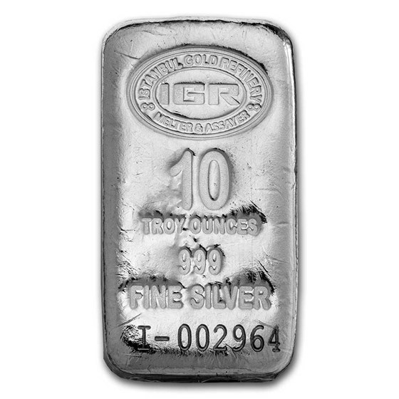 10 oz Cast-Poured Silver Bar - Istanbul Gold Refinery 10 oz Cast-Poured Silver Bar - Istanbul Gold Refinery