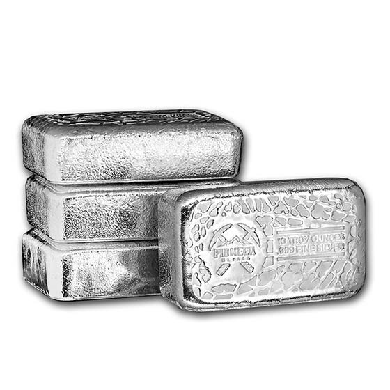 10 oz Cast-Poured Silver Bar - Pioneer Metals