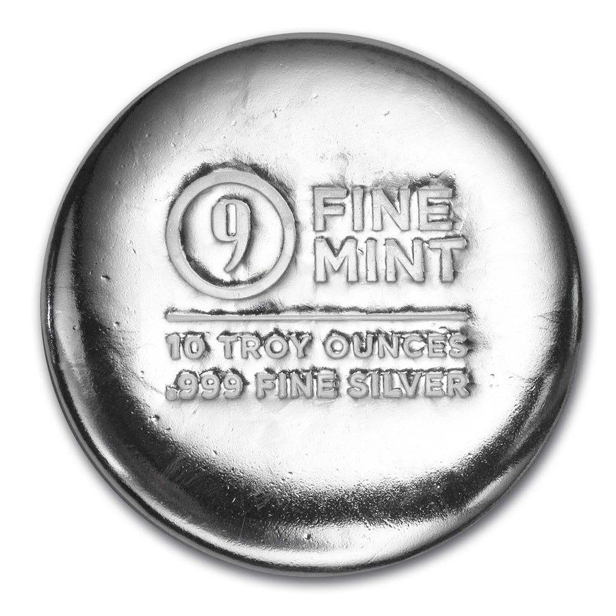 10 oz Cast-Poured Silver Round - 9Fine Mint