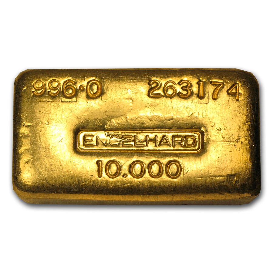 Buy 10 oz Gold Engelhard Bar (Poured, 996 Fine) | APMEX